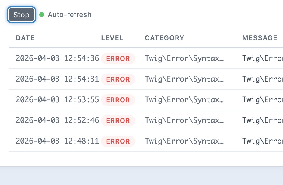 Freelog live tail mode